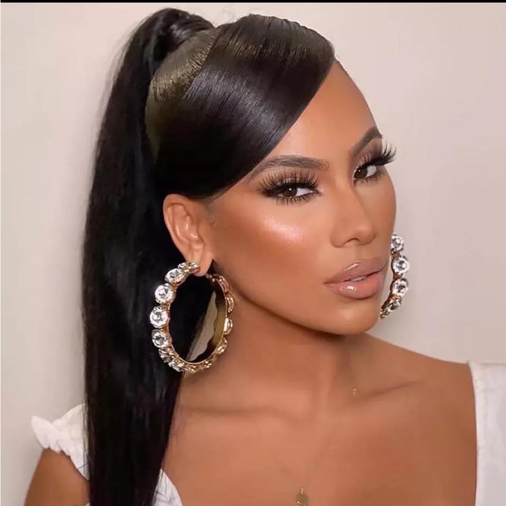 Rhinestone Hoop Earrings ✨